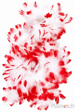Frangia tacchino - lung. piume 10 cm - bianco punta rossa